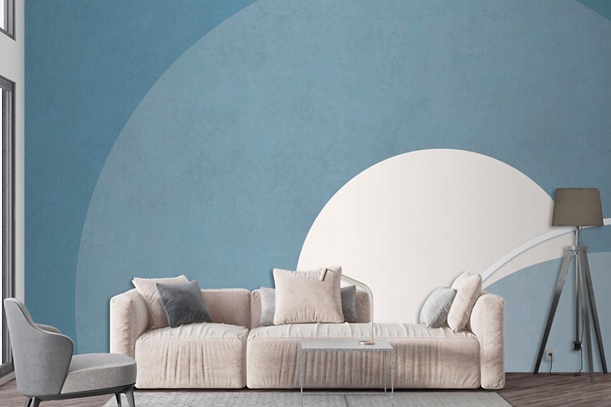 Retro Renkli Ay Manzarası Minimalist Vintage Poster Tarzı Oturma Odası Duvar Kağıdı Duvar