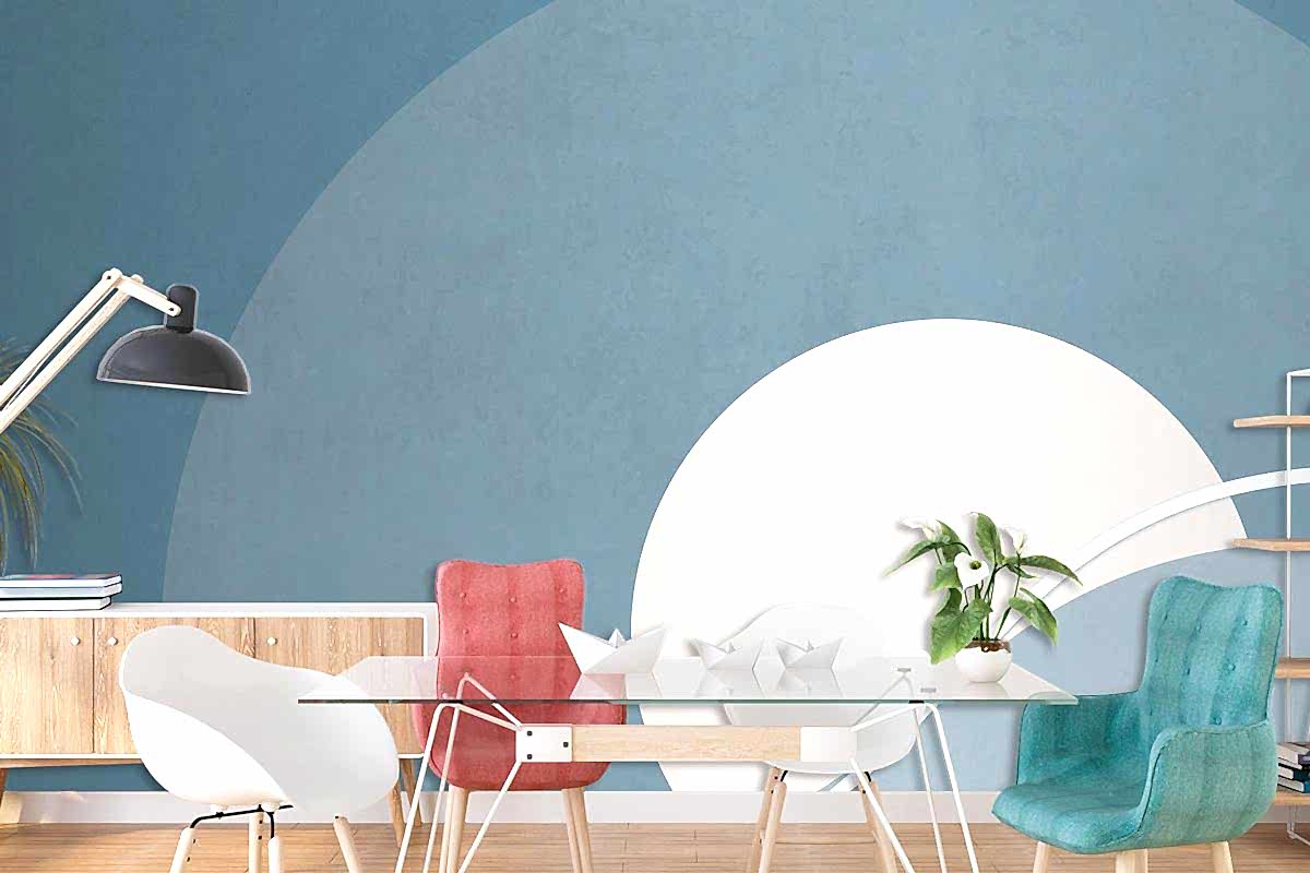 Retro Renkli Ay Manzarası Minimalist Vintage Poster Tarzı Oturma Odası Duvar Kağıdı Duvar