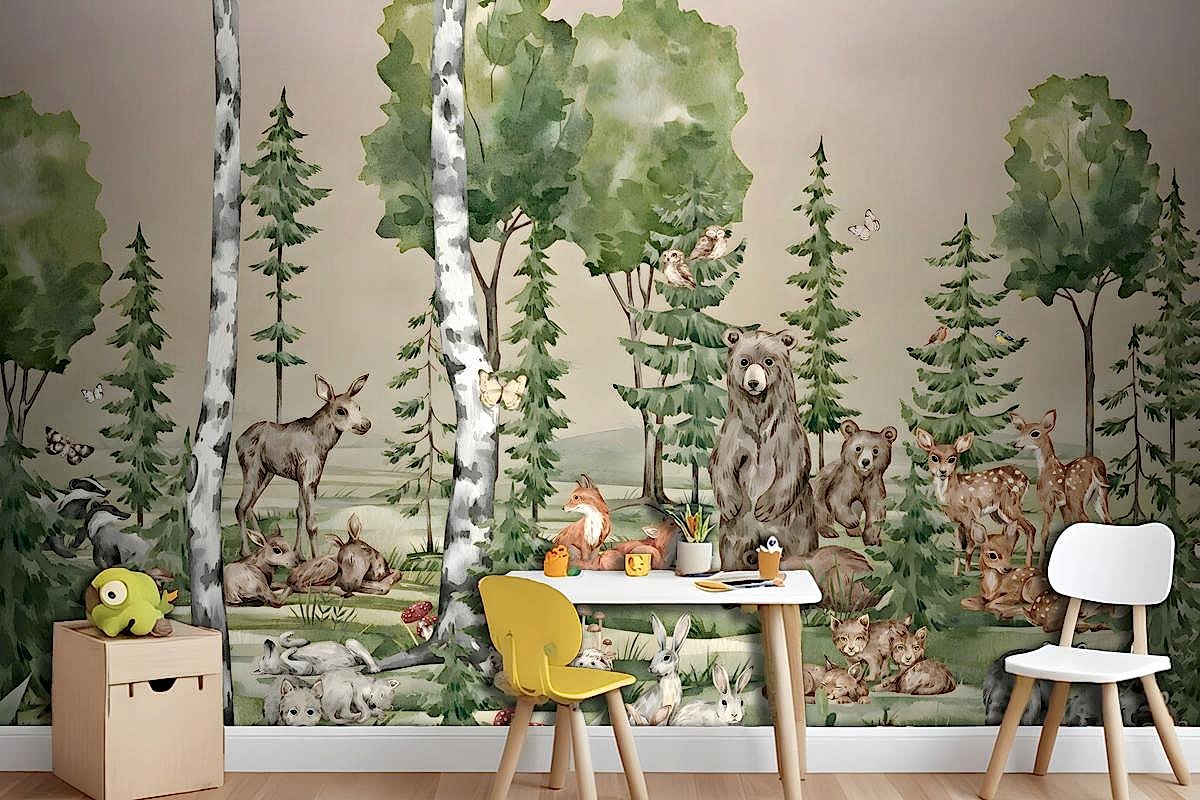 Sevimli Dostlar Çocuk Odası Duvar Kağıdı