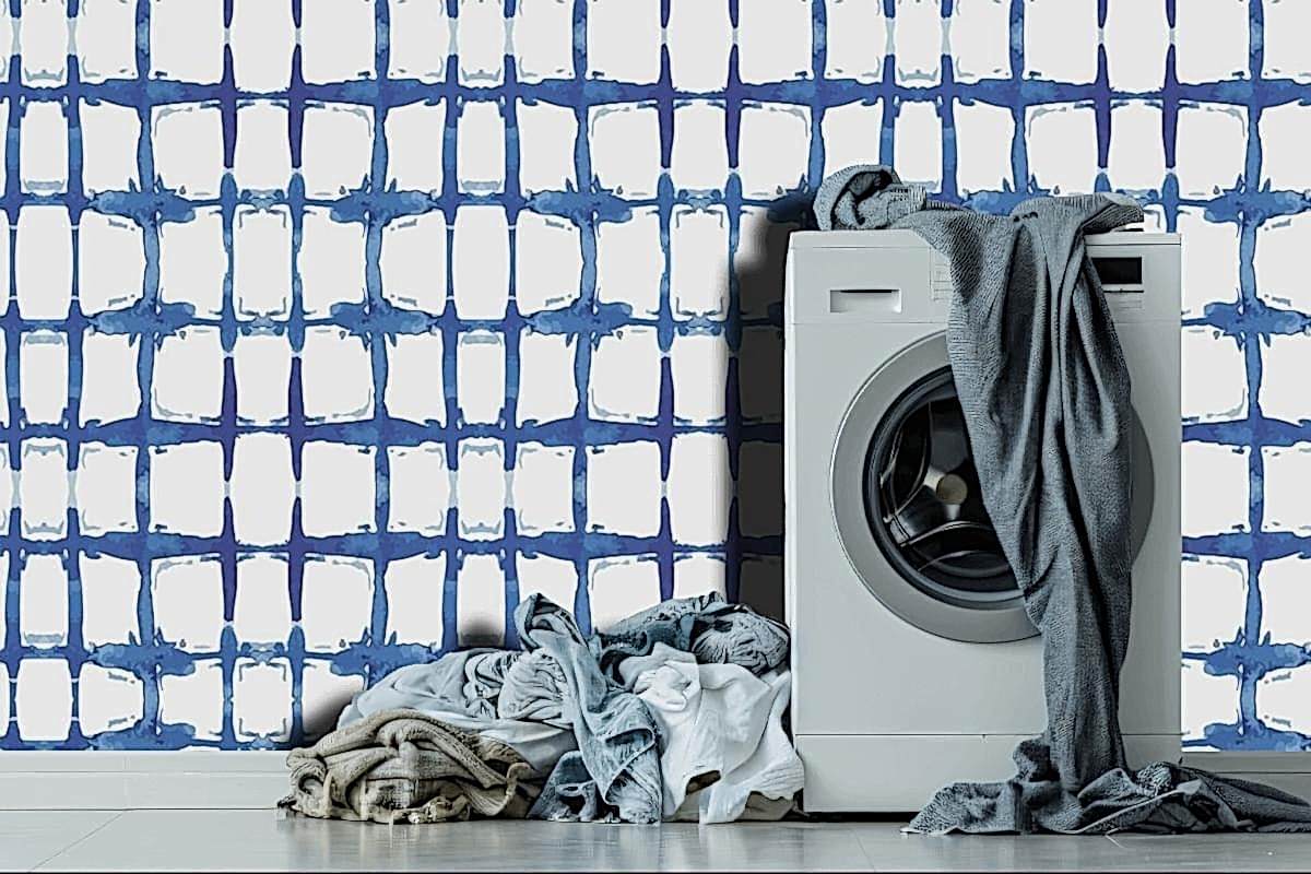 Shibori Çizgileri Desen Suluboya Duvar Kağıdı 