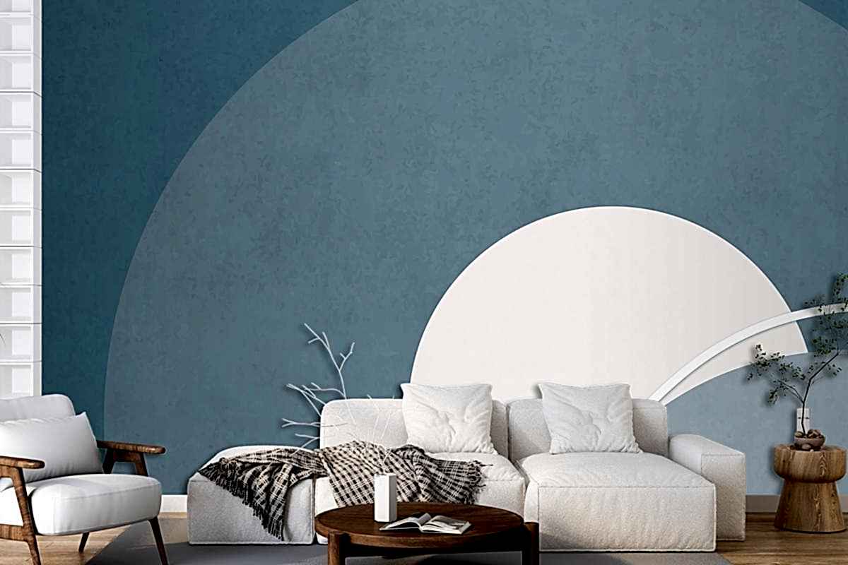 Retro Renkli Ay Manzarası Minimalist Vintage Poster Tarzı Oturma Odası Duvar Kağıdı Duvar