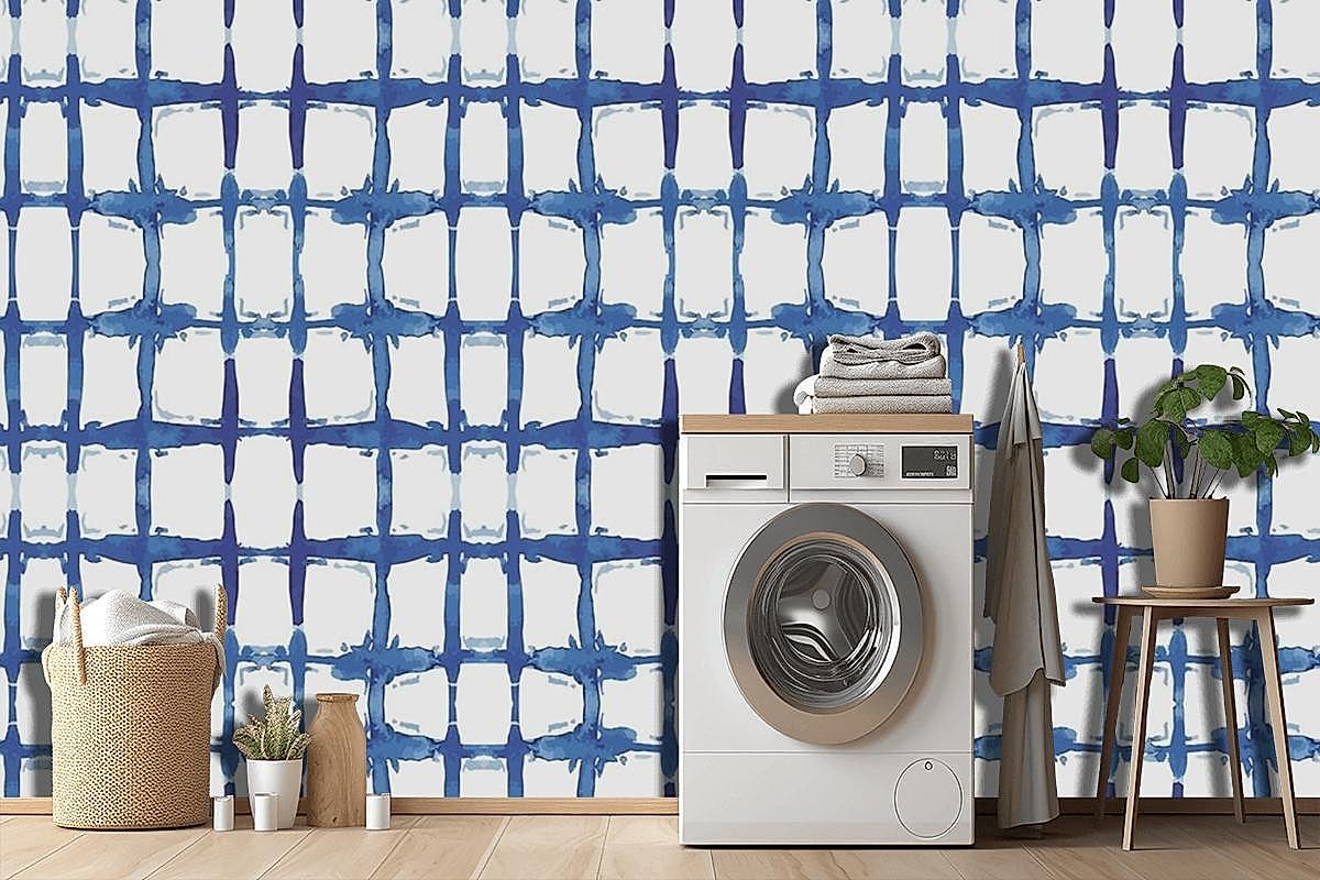 Shibori Çizgileri Desen Suluboya Duvar Kağıdı 