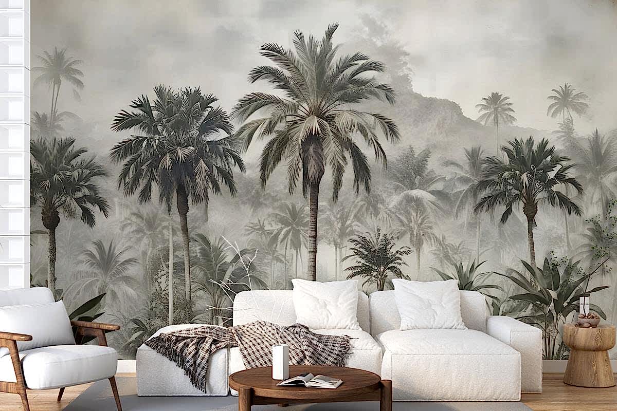 Vahşi Leopar Duvar Kağıdı  Ile Vintage Egzotik Manzara