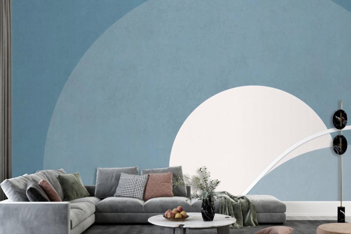 Retro Renkli Ay Manzarası Minimalist Vintage Poster Tarzı Oturma Odası Duvar Kağıdı Duvar