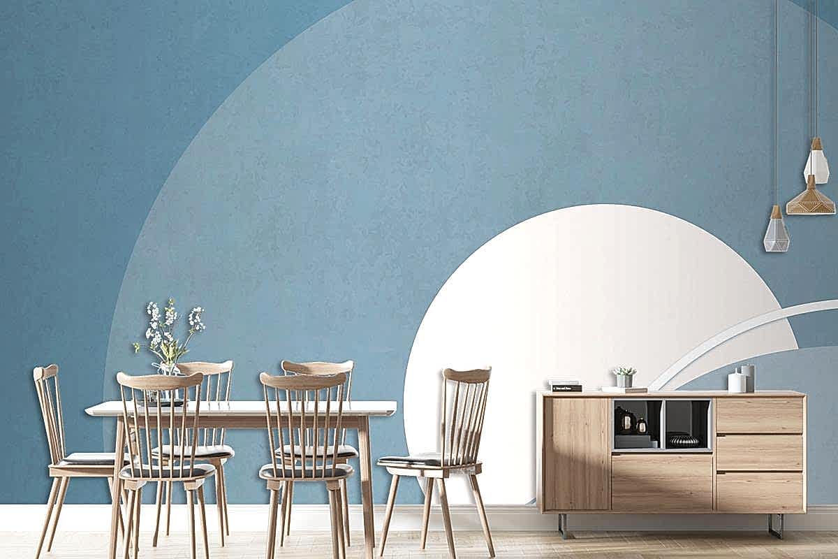 Retro Renkli Ay Manzarası Minimalist Vintage Poster Tarzı Oturma Odası Duvar Kağıdı Duvar