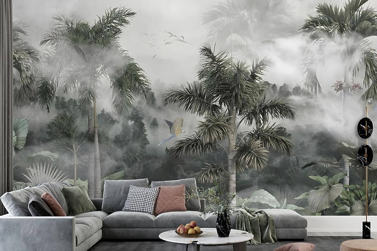 Sisli Tropikal Orman Özel Tasarım Duvar Kağıdı
