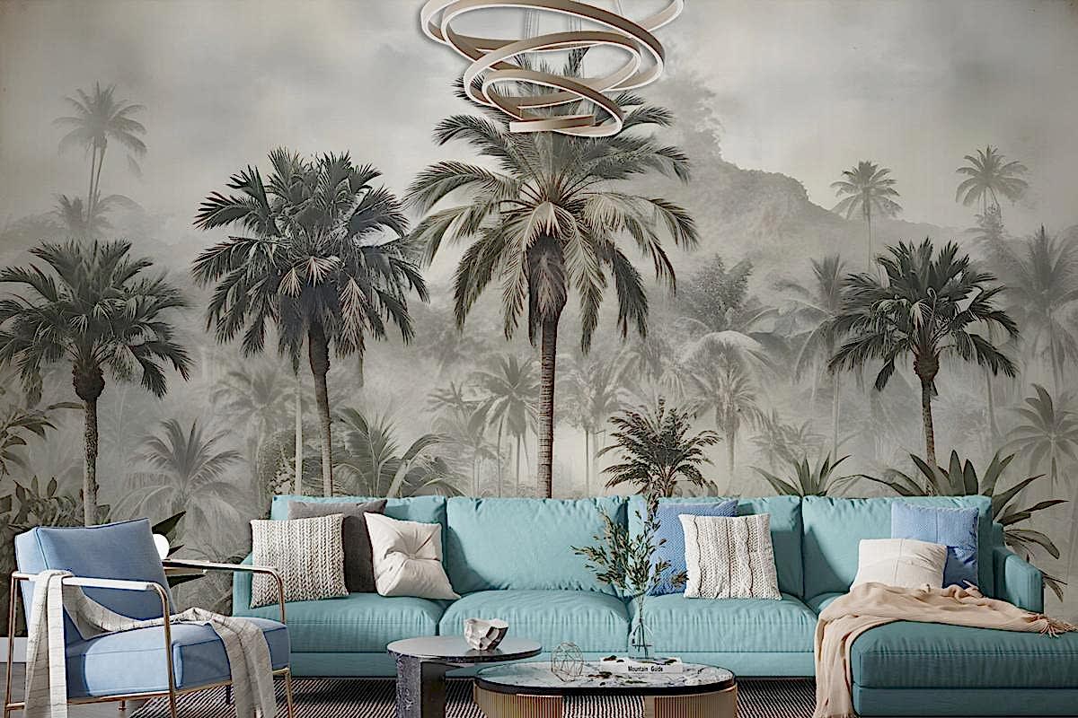 Vahşi Leopar Duvar Kağıdı  Ile Vintage Egzotik Manzara